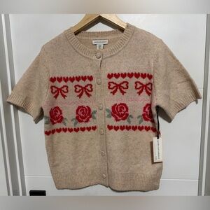 ✨NWT✨ cupcakes & cashmere: Short Sleeve Button-Up Cardigan (ptp approx 19.5in)